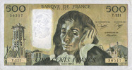 NOTES OF THE BANQUE DE FRANCE 500 francs Banque de France. Billet. (Pascal) -