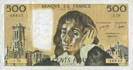 NOTES OF THE BANQUE DE FRANCE 500 francs Banque de France. Billet. (Pascal) -