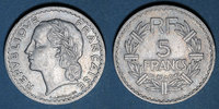 FRENCH MODERN COINS 5 francs Gouvernement provisoire (1944-1947). Lavrillier aluminium -