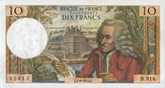 NOTES OF THE BANQUE DE FRANCE 10 francs Banque de France. Billet. Voltaire, -