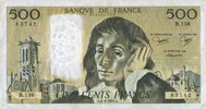 NOTES OF THE BANQUE DE FRANCE 500 francs Banque de France. Billet. (Pascal) -