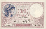 NOTES OF THE BANQUE DE FRANCE 5 francs Banque de France. Billet. violet, 19.10.1939, modifié -