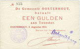 OTHER FOREIGN NOTES 1 gulden Pays Bas. Gemeente Oosterhout. -