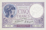 NOTES OF THE BANQUE DE FRANCE 5 francs Banque de France. Billet. violet, -