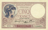 NOTES OF THE BANQUE DE FRANCE 5 francs Banque de France. Billet. violet, 28.9.1939, modifié -