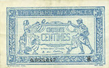 NOTES OF THE TREASURY (TRESOR) Trésorerie aux Armées. Billet. 50 cmes, 1917, série H -