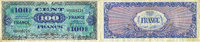 NOTES OF THE TREASURY (TRESOR) 100 francs Billet. France, type américain. Série 7 -