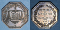 TOKENS Jeton Notaires. Chateauroux. argent. Poinçons : abeille et ARGENT -