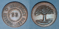 TOKENS Jeton Lyon (69). Restaurant Garbit-Fougère. N° 33. cuivre -