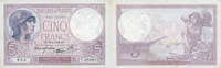NOTES OF THE BANQUE DE FRANCE 5 francs Banque de France. Billet. violet, 13.7.1939, modifié -