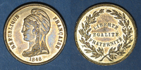 REVOLUTIONARY DOCUMENTS and WAR OF 1870 Révolution de Commémoration des journées de février. Médaille laiton. 22,5 mm -
