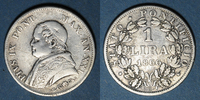 EUROPE 1 lire Vatican. Pie IX (1846-1878). 1866 R, an XXI. Petit buste -