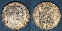 EUROPE 2 francs Belgique. Léopold II (1865-1909). Type du cinquantenaire -