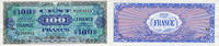 NOTES OF THE TREASURY (TRESOR) 100 francs Billet. France, type américain, 1945, série 8 -