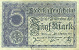 FRENCH EMERGENCY NOTES 5 mark Mulhouse (68). Ville. Billet Non annulé -