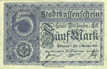 FRENCH EMERGENCY NOTES 5 mark Mulhouse (68). Ville. Billet Non annulé -
