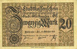 20 mark 1918-10-15 FRANZÖSISCHE NOTSCHEINE Mulhouse (68). Ville. Billet    Annulation au revers par cachet « ANNULÉ » ss