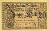 FRENCH EMERGENCY NOTES 20 mark Mulhouse (68). Ville. Billet Non annulé -