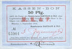 FRENCH EMERGENCY NOTES 50 pfennig Münster (68). Manufactures Hartmann & fils. Billet. -