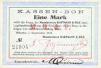FRENCH EMERGENCY NOTES 1 mark Münster (68). Manufactures Hartmann & fils. Billet. -