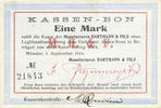 FRENCH EMERGENCY NOTES 1 mark Münster (68). Manufactures Hartmann & fils. Billet. -