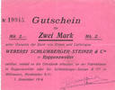 FRENCH EMERGENCY NOTES 2 mark Roppentzwiller (Roppenzweiler). Weberei Schlumberger-Steiner & Cie. Billet. -
