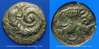 CELTIC COINS Bronze Calètes. Pays de Caux. au monstre enroulé, 1er siècle AC -