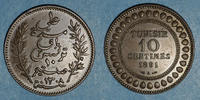 OLD FRENCH COLONIES 10 centimes Tunisie. Ali III, bey (1299-1320H = 1882-1902). (= 1891) -