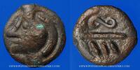 CELTIC COINS Potin Bellovaques. Région de Beauvais. aux chevrons et à la tête hirsute. Vers 60-30-25 AC -