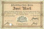 FRENCH EMERGENCY NOTES 2 mark Mulhouse (68). Ville. Billet Annulé par perforation -