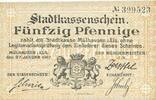 FRENCH EMERGENCY NOTES 50 pfennig Mulhouse (68). Ville. Billet Non annulé -