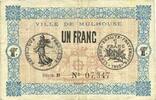 FRENCH EMERGENCY NOTES 1 franc Mulhouse (68). Ville. Billet Série B -