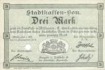FRENCH EMERGENCY NOTES 3 mark Mulhouse (68). Ville. Billet Annulé par perforation -