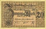 FRENCH EMERGENCY NOTES 20 mark Mulhouse (68). Ville. Billet Non annulé -