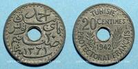 OLD FRENCH COLONIES 20 centimes Tunisie. Ahmed II, bey (1348-1361H = 1929-1942). 1942 -