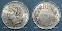 FRENCH MODERN COINS 5 francs 4e république (1947-1959). Lavrillier aluminium 9 ouvert -