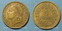 FRENCH MODERN COINS 5 francs Gouvernement provisoire (1944-1947). Lavrillier bronze d'aluminium -