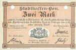 FRENCH EMERGENCY NOTES 2 mark Mulhouse (68). Ville. Billet Annulé par double perforation -