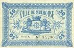 FRENCH EMERGENCY NOTES 50 centimes Mulhouse (68). Ville. Billet Série A -