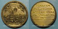 ALSACE bronze Strasbourg. Exposition philatélique Internationale. Médaille . 35 mm -
