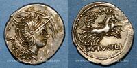 ROMAN REPUBLIC Denier République romaine. M. Lucilius Rufus (vers 101 AC). -