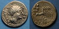 ROMAN REPUBLIC Denier République romaine. Q. Fabius Labeo (vers 124 AC). -