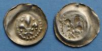 ALSACE Pfennig Strasbourg. Municipalité. au lis biface (14e siècle). R/: buste de l'empereur -
