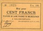 FRENCH EMERGENCY NOTES 100 francs 18.6.1940 Malmerspach (68). Filature d... 37.26 US$  +  11.00 US$ shipping