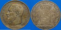 EUROPE 5 francs 1873 Belgique. L&eacute;opold II (1865-1909).  Position A Patin... 80.14 US$  +  11.38 US$ shipping