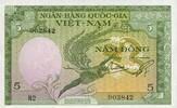 OTHER FOREIGN NOTES 1955 Vietnam du Sud. Banque Nationale du Vietnam. 5 ... 8.13 US$  +  11.38 US$ shipping
