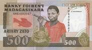 OTHER FOREIGN NOTES 500 francs Madagascar.  / 100 ariary I 6.97 US$  +  11.38 US$ shipping