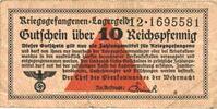 GERMANY 10 pfennig Allemagne. Camps allemands de prisonniers de guerre 1939-45. Billet. -