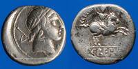 ROMAN REPUBLIC Denier République romaine. Pub. Crepusius (vers 82 AC). -