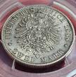 2 Mark Silber Kursmünze 1888 F Kursmünze Karl König von Württemberg Key Date Jahrgang Small Eagle PCGS Holder AU 55